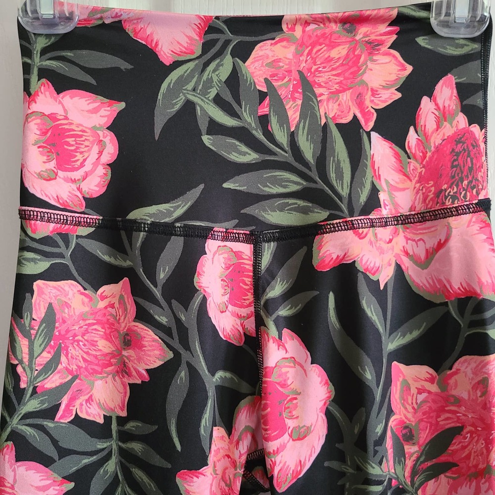 BEYOND YOGA Lux Floral High-Rise Full-Length Leggings Black‎ Pink Women's Small - Picture 3 of 7